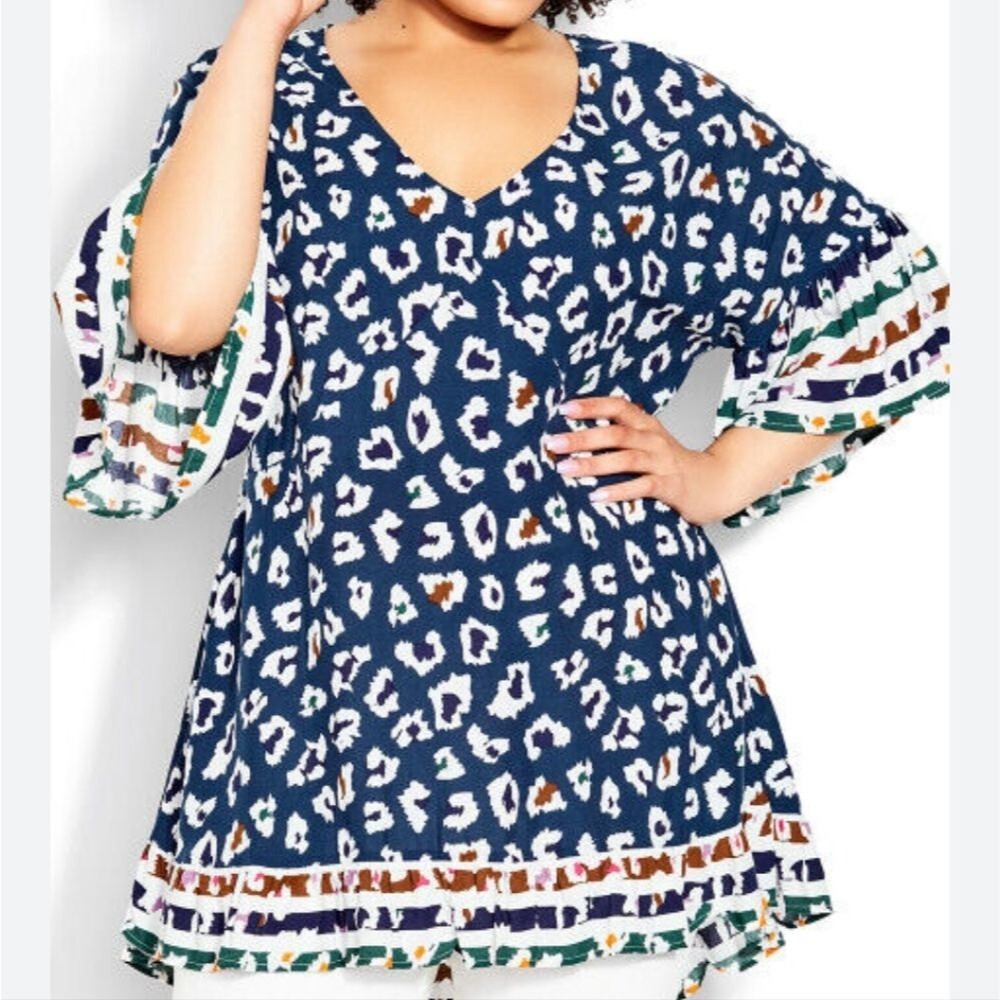 Loralette Women's Parker Glace Animal Border Tunic Top plus Size 22/24